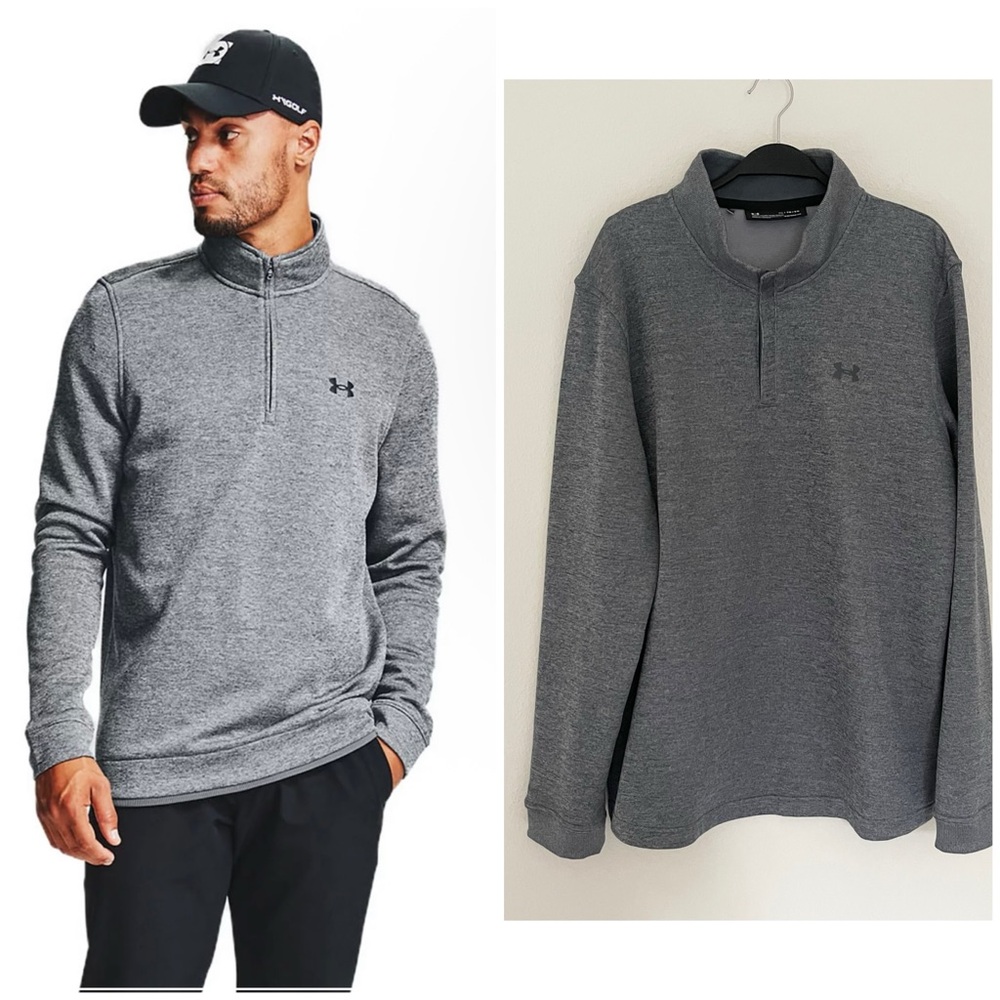 Under Armour Men’s Gray Quarter Zip Pullover Loose ColdGear XL